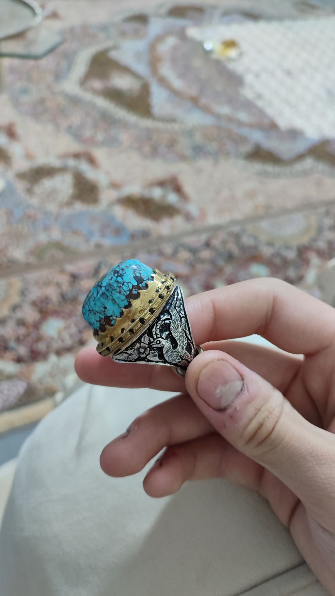انگشتر فیروزه نیشابوری فاخر شاهانه