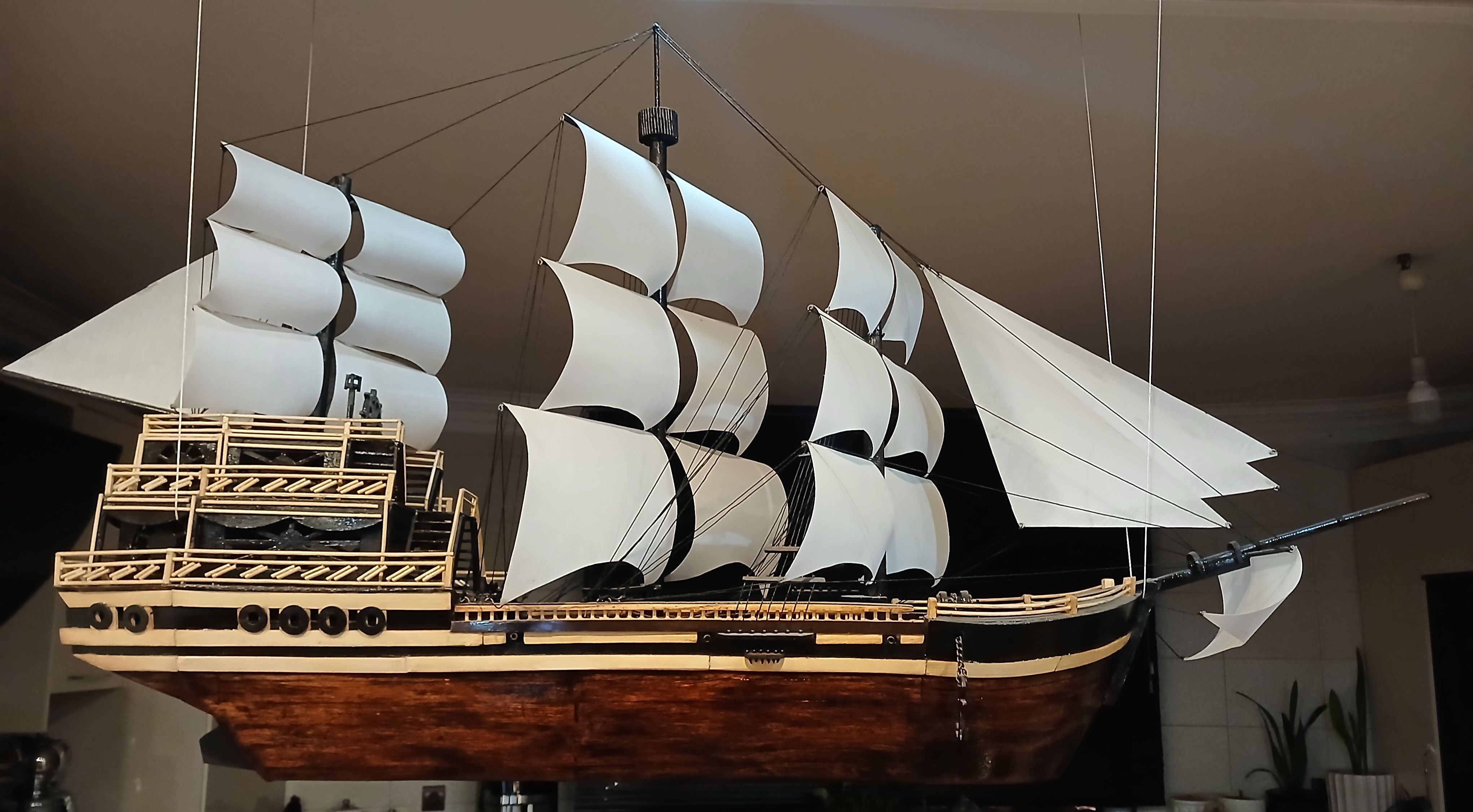 کشتی چوبی طول 120cm دست ساز 