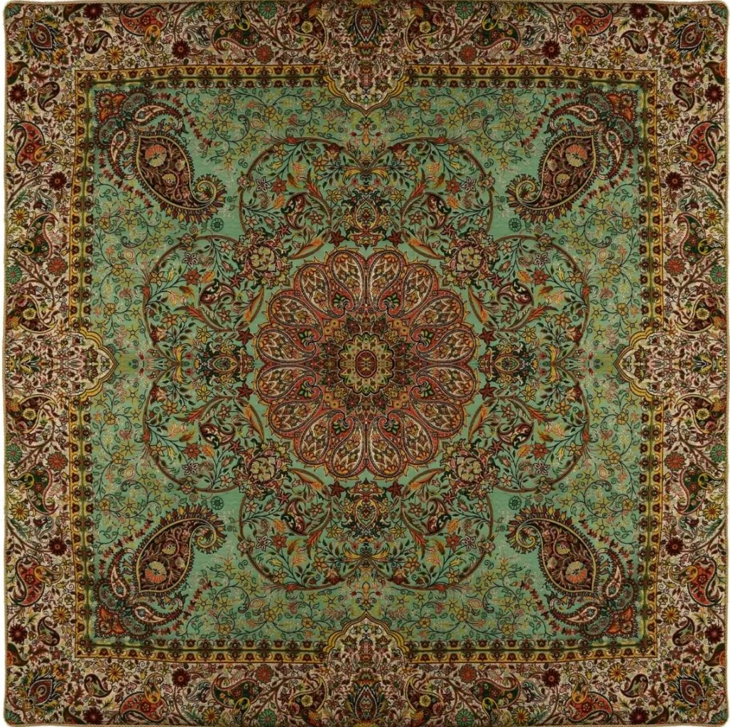 رومیزی ترمه دوزی یزد 95*95*2 وزن 700گرم