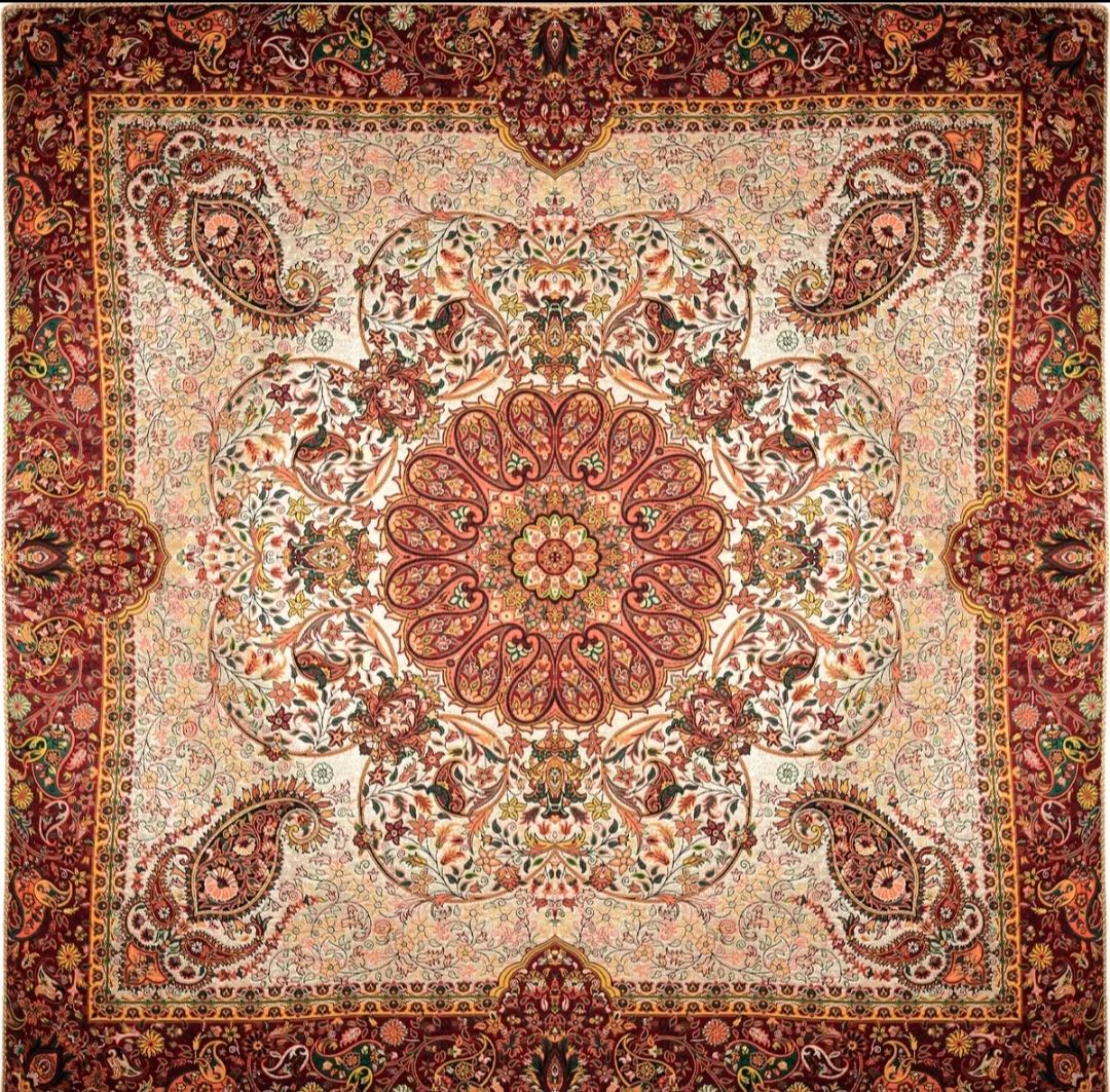 رومیزی ترمه دوزی یزد 95*95*2 وزن 700گرم