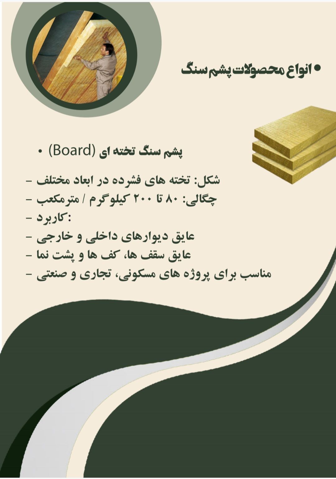 عایق صوتی و حرارتی و برودتی پشم سنگ 