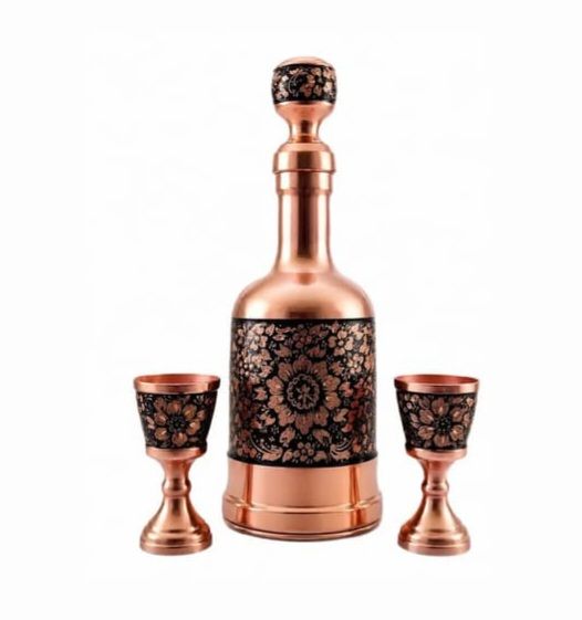 Diamond-Cut Copper Pitcher & Goblet Set