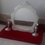 ایینه شمعدان ملیله آبکاری نقره 