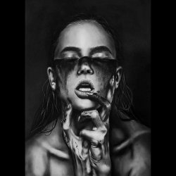 تابلو نقاشی سیاه قلم 