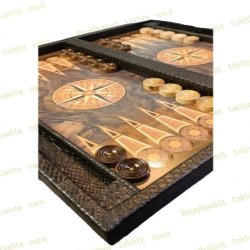 تخته نرد چوبی طرح چرم مدل قطب نما
