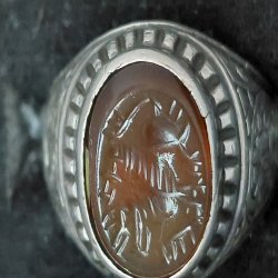 Sasanian Engraved Agate Ring Stone Sasanian Engraved Agate Ring Stone