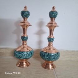 فیروزه کوبی روی ظرف مسی