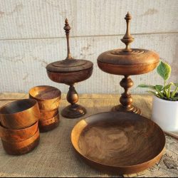 ست ظروف پذیرایی چوب گردو سیاه کمیاب